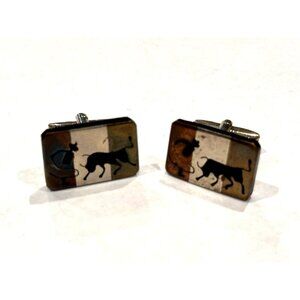 ALPACA STERLING COPPER GOLD MEXICO CUFFLINKS MATADOR BULL RODEO BULLFIGHT MCM EU